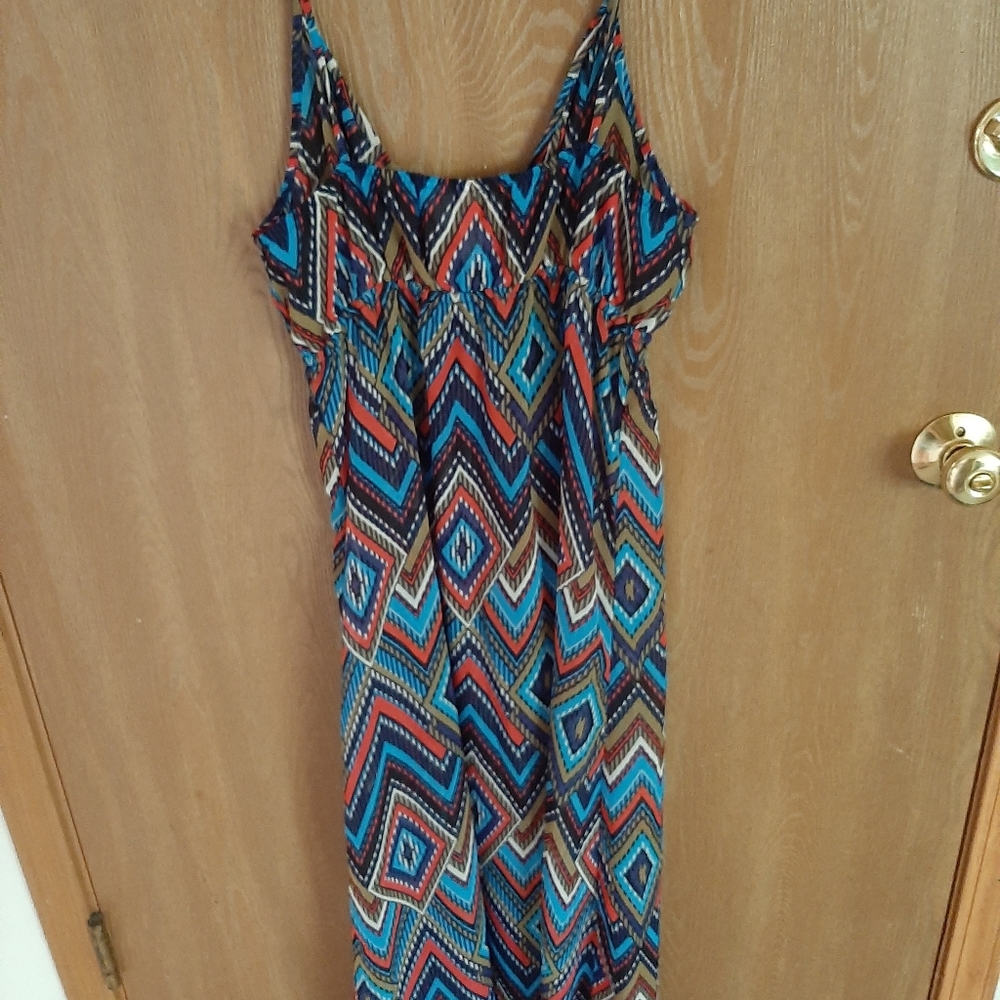 Miken Sheer Print blue Maxi Dress size medium - Picture 4 of 4